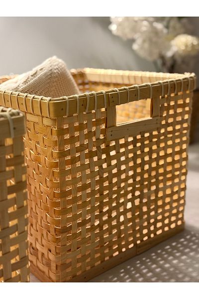 Bahçem Decorative Bamboo Multi-Purpose Basket Square 30X30X32Cm