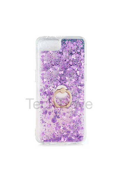 TechTrove Realme C2 Kılıf Simli Sıvılı Tasarım Kamera Koruma Çıkıntılı Yüzükl...