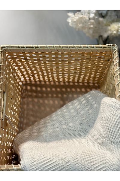 Bahçem Decorative Bamboo Multi-Purpose Basket Square 30X30X32Cm