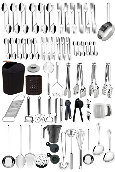 Homerest 94 Parça Pişirme ve Servis Malzemeleri, 60 Parça Çatal Kaşık Takımı,...