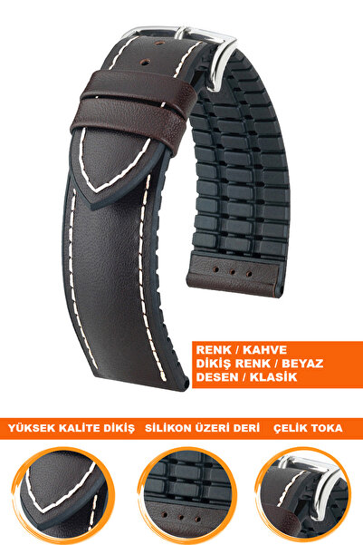 COBRA 22mm Fossil-Welder-Casio-Seiko-Omega-Armani Saat Uyumlu Deri Silikon Sa...