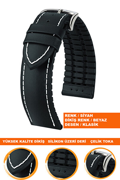 COBRA حزام ساعة من السيليكون مصنوع من الجلد مقاس 24 ملم