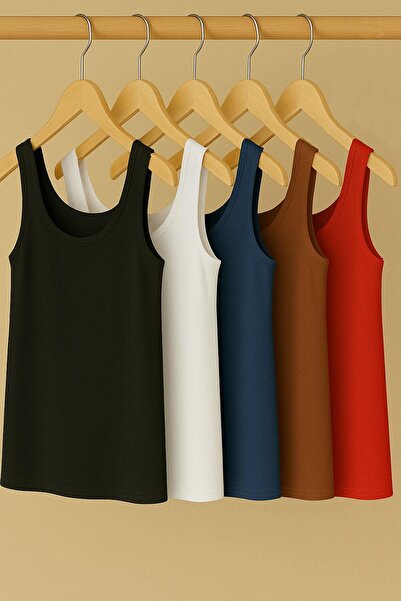 COTENCONCEPT 5 Pieces A-Line Comfortable Fit Basic Thick Strap Athlete T-Shirt
