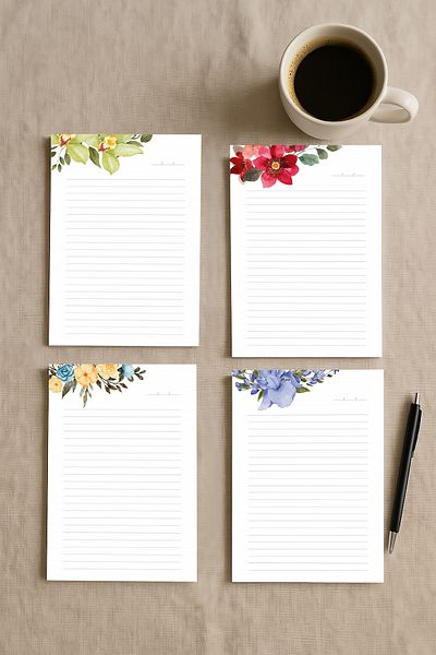 inkglo A5 Memo Pad Set of 4 Floral Design 50 Sheets 15X21 cm Notepad Daily Notepad