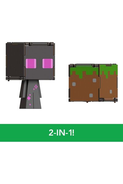 mattel Minecraft Flippin’ Figs Enderman + Grass Block 2'si 1 Arada Dönüştürül...