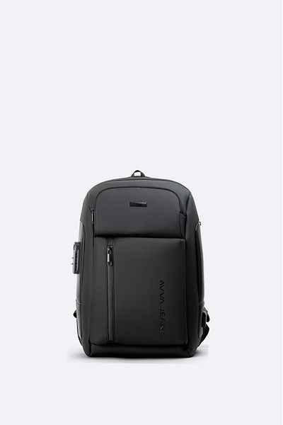 Avva Men's Black Backpack with USB Cable Entry and Lock System A42Y9127