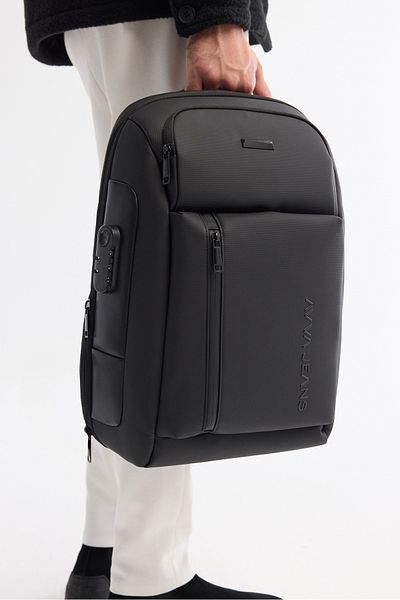 Avva Men's Black Backpack with USB Cable Entry and Lock System A42Y9127
