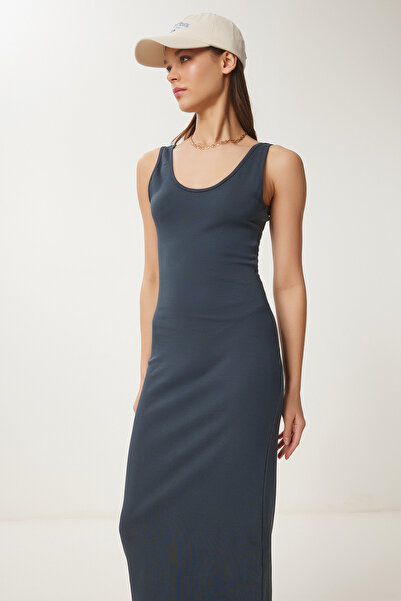 Happiness İstanbul Γυναικείο Smoked Basic Καλοκαιρινό Πλεκτό Φόρεμα UB00317