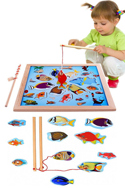 Hyd Ahşap Mıknatıslı Balık Yakalama Tutma Bul Tak Ve Yerleştir Balık Yakalama Eğitici Oyuncak