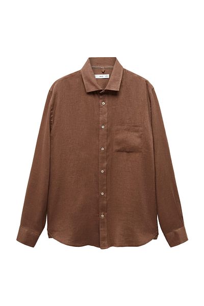 MANGO Hnědá pánská košile 67045982