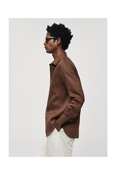 MANGO Woman Кафява мъжка риза 67045982