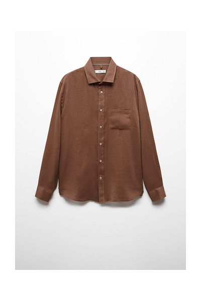 MANGO Hnědá pánská košile 67045982