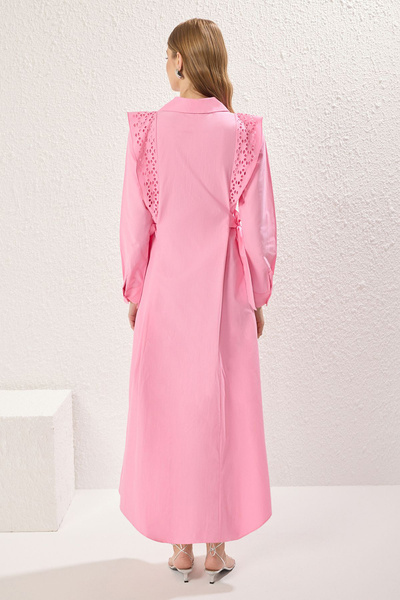 Trendyol Modest Pink Lace Detail Cotton Woven Dress Tctss25Eb00091