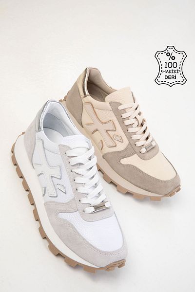 SOHO White Genuine Leather Women's Sneaker 20554