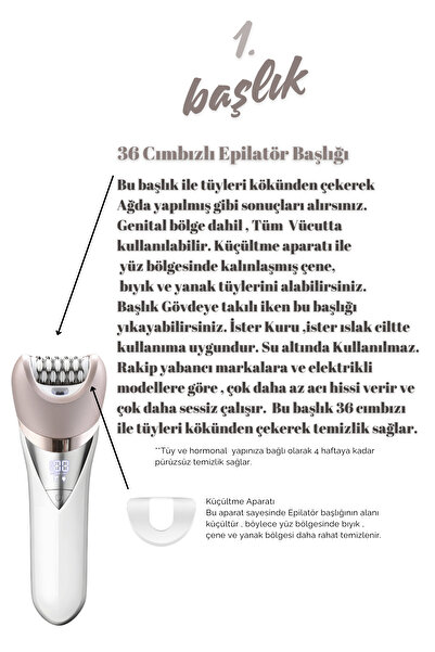 Shibowavy Jolvena 7 Başlıklı Süper Lüx Şarjlı Dijital Ekranlı Epilatör / Epilasyon