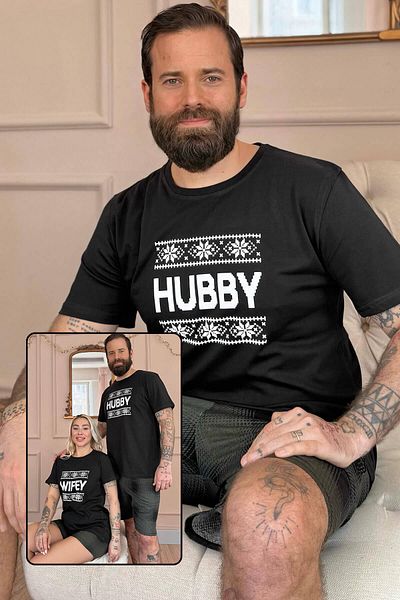Pijamaevi Lover Family Pyjama mit schwarzen Hubby-Shorts - Herren-Set
