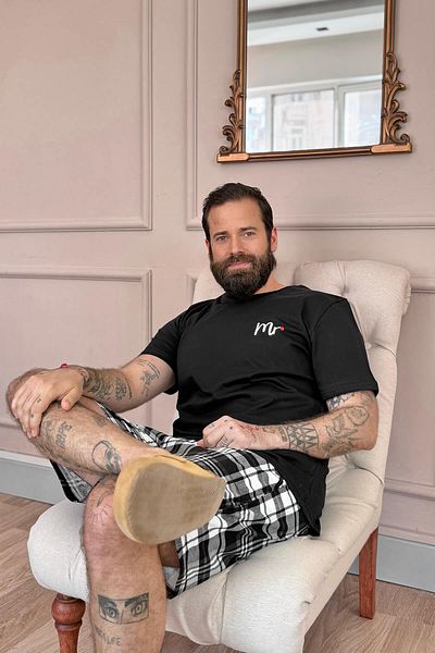 Pijamaevi Schwarzer Mr. Lover Familienpyjama mit Shorts - Herrenset