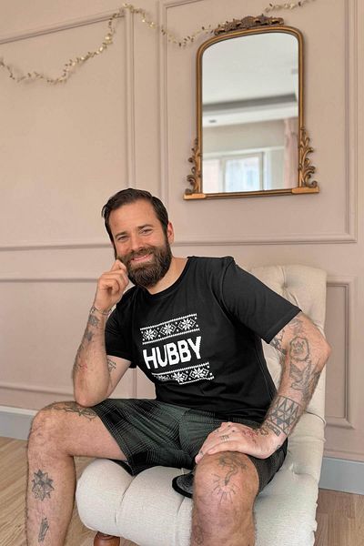 Pijamaevi Lover Family Pyjama mit schwarzen Hubby-Shorts - Herren-Set