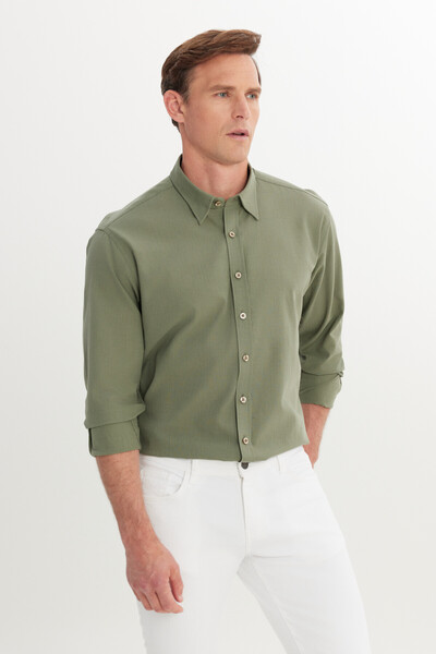 AC&Co / Altınyıldız Classics Men's Khaki Comfort Fit Relaxed Fit Hidden Butto...