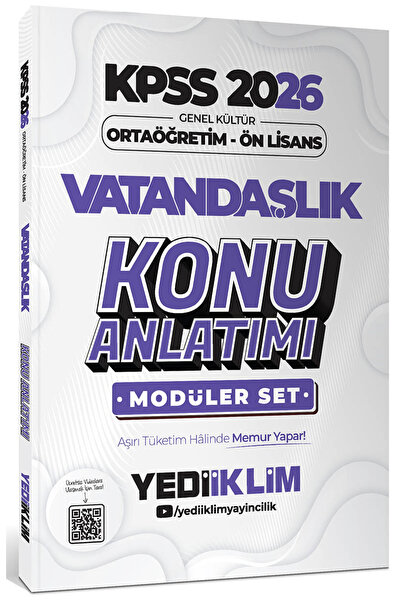 Yediiklim Yayınları 2026 KPSS Ortaöğretim Ön Lisans Genel Yetenek Genel Kültür Konu Anlatımlı Modüler Set