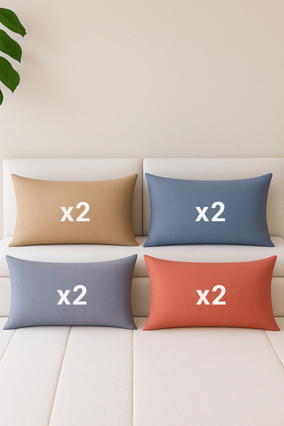 Formeya 8 Adet Kapaklı 4 Farklı Renk Yastık Kılıfı