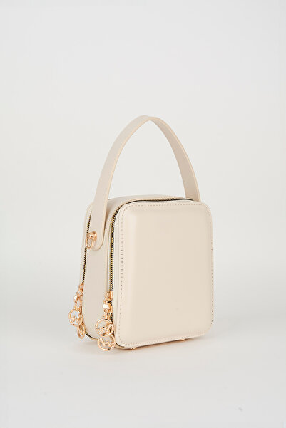 Vivaq Women's Hazer Cream 3 Compartment Lined Faux Leather Adjustable Strap Zipper Closure Hand and Shoulder Bag