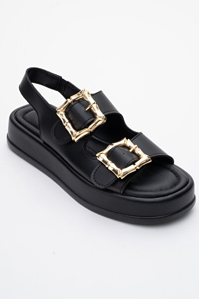 LuviShoes Dámské ploché sandály SLOPE Black Double Strap