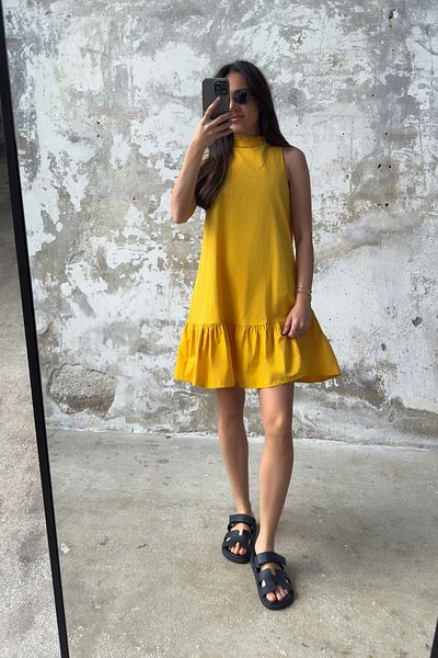 Trendyol Collection Light Orange Relaxed Fit Sleeveless Mini Woven Dress Twoss22El00139