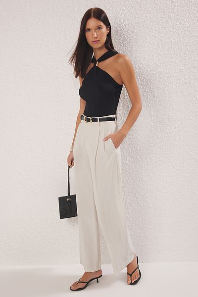 Trendyol Collection Μαύρο αξεσουάρ Λεπτομερής μαζεμένη ελαστική πλεκτή μπλούζα TWOSS25BZ00529