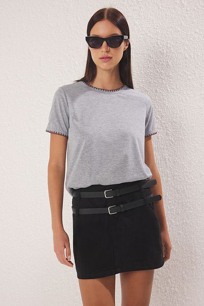 Trendyol Collection Gray Melange Knitted T-Shirt Twoss19Ad0085