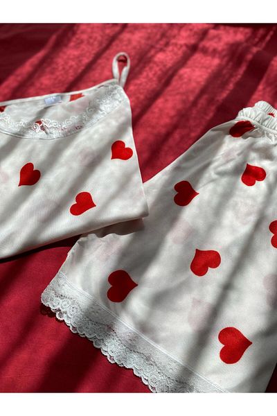 DCY DREAM Set de pijamale cu inimă și pantaloni scurți cu bretele