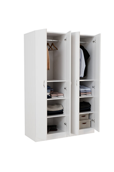Tdesigno Gümüş Giyinme Dolabı - Çok Amaçlı Dolap - Gardırop 180 Cm-4 Kapaklı