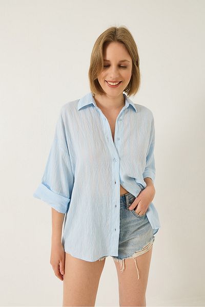 Bianco Lucci Damen-Jacquard-Hemd mit halben Ärmeln 60283201