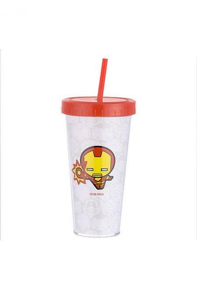 Miniso Marvel's Iron Man Mug with Lid and Straw - 420ml