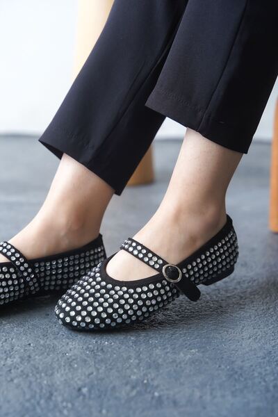 GOFFSHOES Pantofi de balerină Xena Stone negri de damă