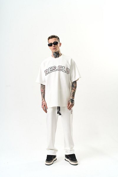 Respire Мъжки спортен костюм Oversize, цвят екрю, Written Res Club