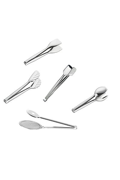 Nehir Steel Tongs Set of 5 - Frying, Grilling, Serving, Pastry and Pasta