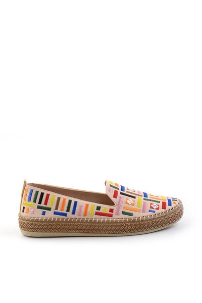 Bambi Beigefarbene Espadrilles aus mehrfarbigem Stoff für Damen K01309600504