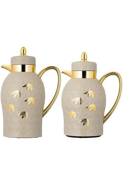 ALSAIF 2-pices Coffee And Tea Vacuum Flask Set, Leak-proof And Keeps Drinks Hot Size: 1.0/0.70l Light Gray
