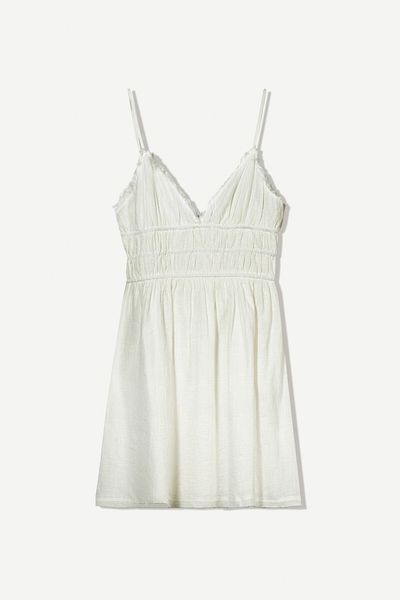 Bershka Ruffled rustic mini dress