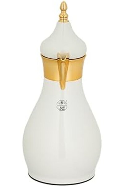 ALSAIF Coffee And Tea Vaccum Flask In Pearl White/gold / Leak-proof And Keeps Drinks Hot 0.6 Liter