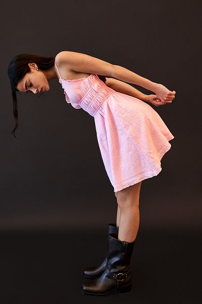 Bershka Ruffled rustic mini dress