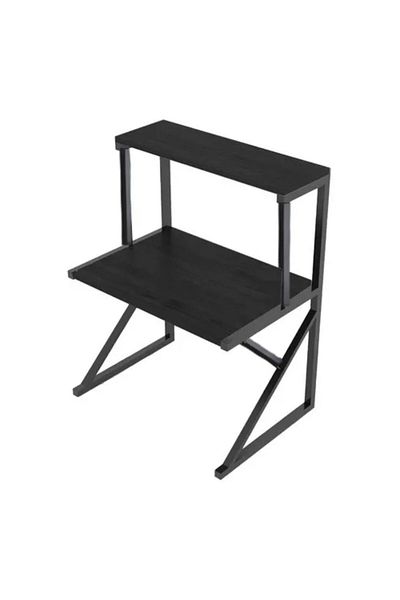 Quasar & Co. Universal Shelf, Microwave Oven Suitable, 2 Levels, 54x37x68.5cm, Wood/Metal, Black