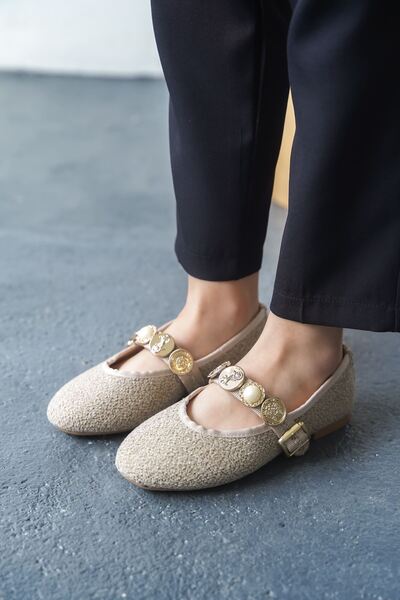 GOFFSHOES Kadın Venily Pullu Düz Babet - Ten