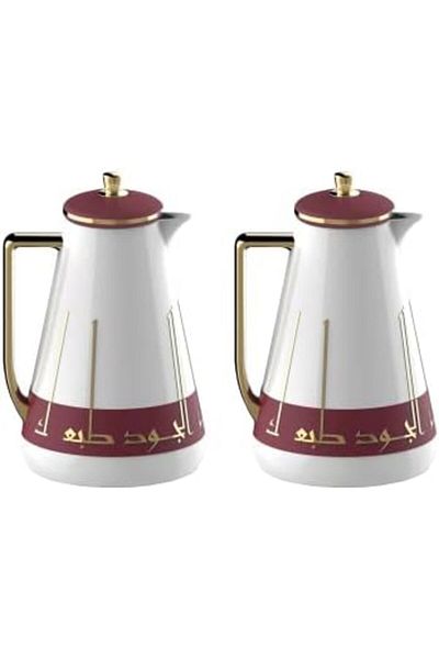 ALSAIF Jood 2-pieces Coffee And Tea Vacuum Flask Set, Size: 1.0/1.0 Liter, Colour:dark Red