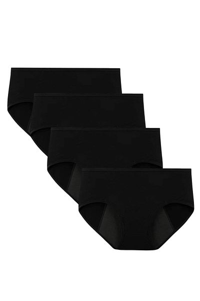 Tummy Pack of 4 Reusable Bamboo Cotton Menstrual Leak Proof Comfortable Soft Underwear, Menstrual Panties