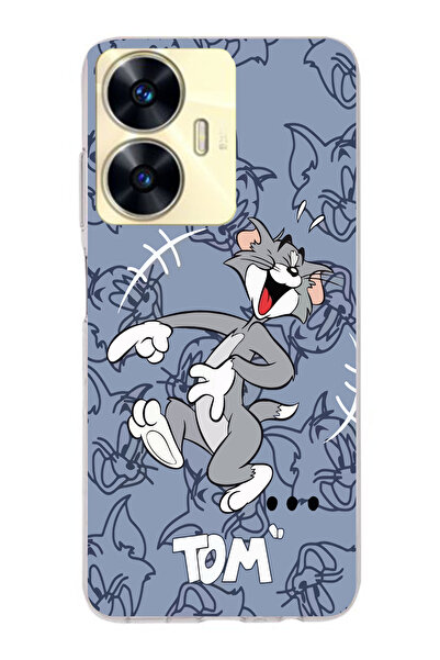 moonset Realme C55 Uyumlu Tom Tasarımlı Baskılı Şeffaf Telefon Kılıfı