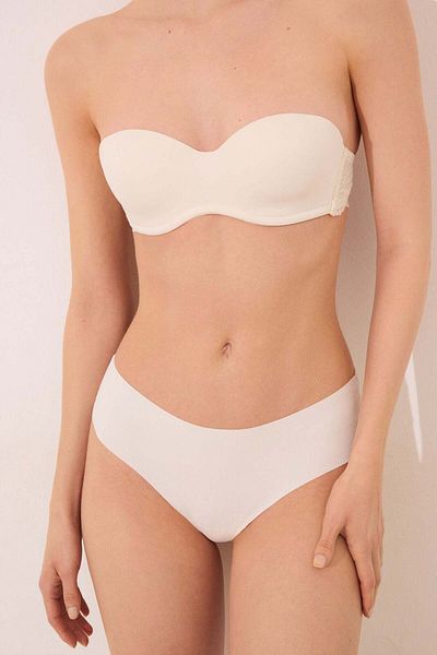 Women'secret Brazilian wide panty in microfibre and cream lace