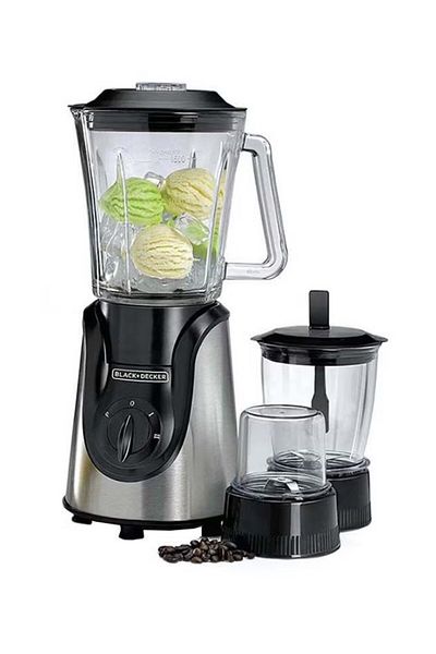 Black&Decker خلاط زجاجي، سعة 1.5 لتر، 600 واط، ست شفرات، سرعة متغيرة، وظيفة النبض - Bx600g-b5 - فضي/أسود