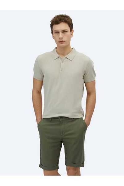 Kip Stone Polo Collar Plain Knit Sweater
